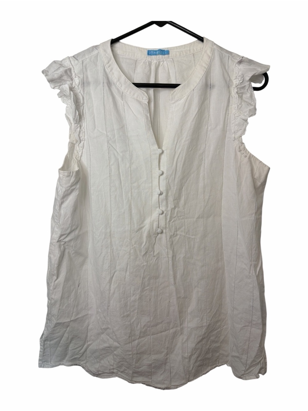 J McLaughlin White Ailsa Blouse Sleeveless Cotton